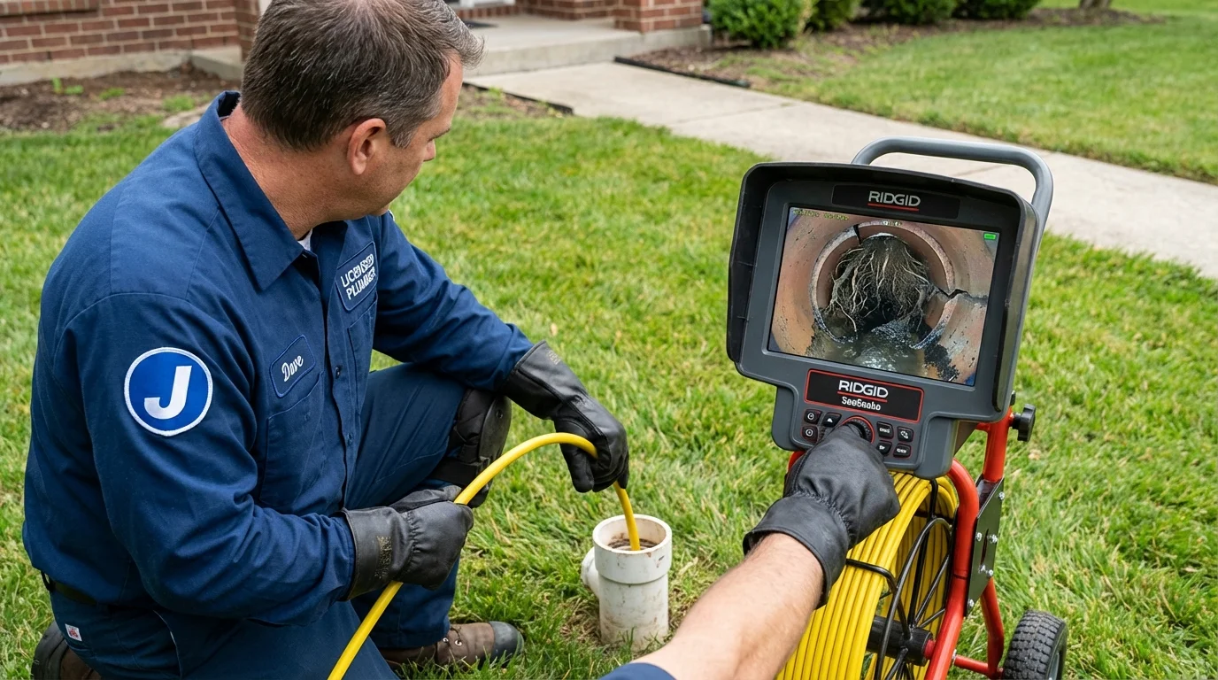 Sewer camera inspection being performed by Johns Plumbing LLC in Lower Lake