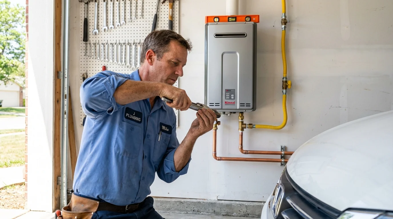 Tankless water heater installation by a Johns Plumbing LLC plumber in Lower Lake